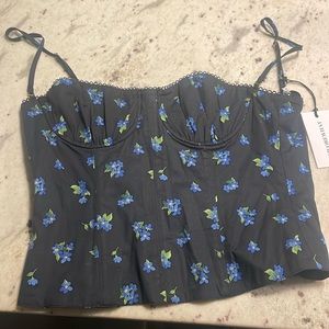 We Wore What Womens Floral Print Underwire Corset Tank Top Black Size 00